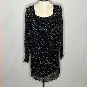 Gold Hawk Silk Micro Floral Long Ruffle Sleeve Shift Dress - Size XS